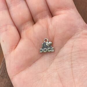 Vintage SJC 925 Sterling Silver "I Heart Dogs" Puppy Pet Pendant Bracelet Charm